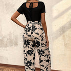 Women's Jumpsuit with Floral Print and Feminine Waist