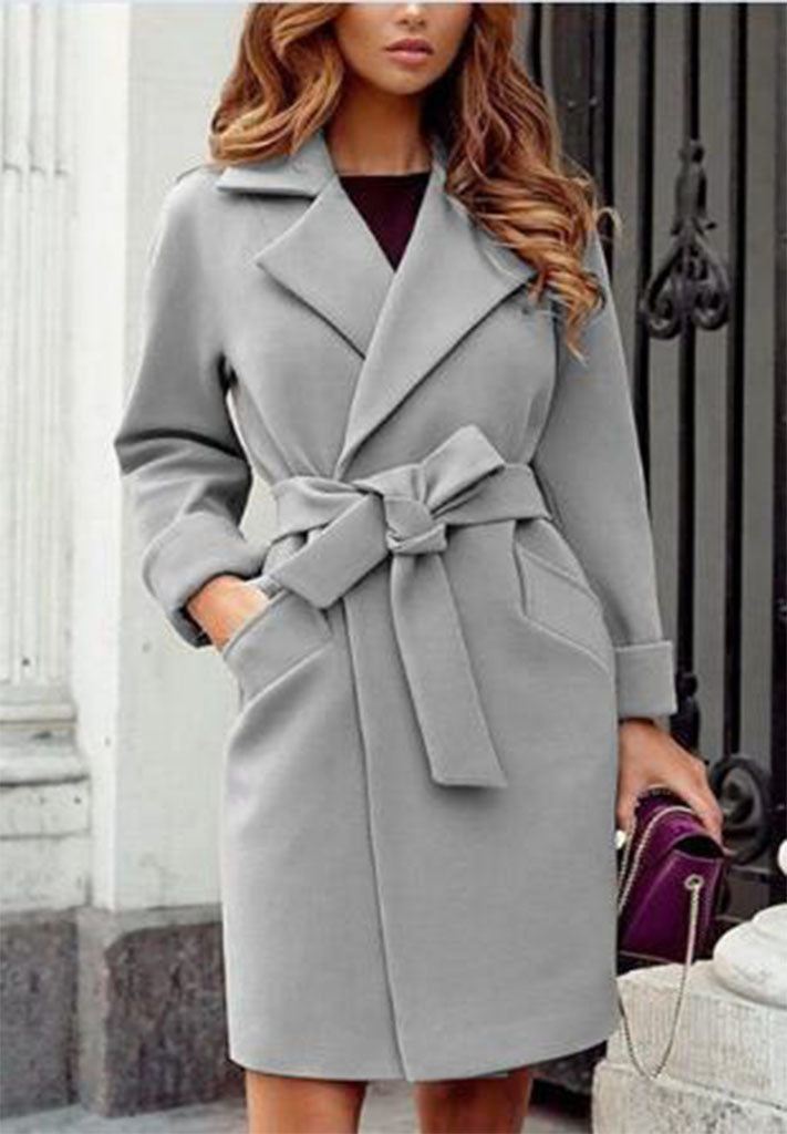Elegant Trench Coat with Belt and Pockets