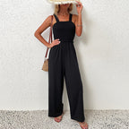 Wide-Leg Jumpsuit with Elastic Bodice