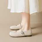 Women's Ballet Flats with Elastic Band and Decorative Strap