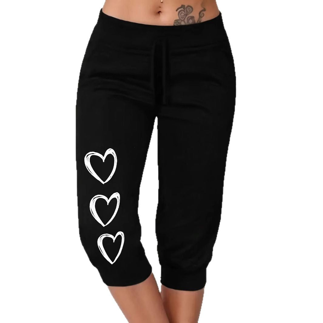 Women's Casual Pants with Heart Motif