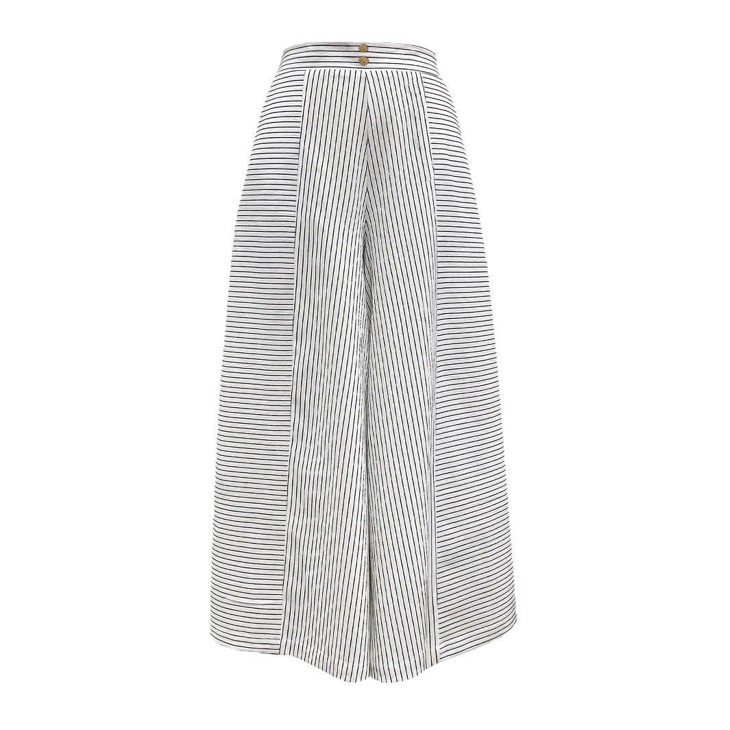 Women's High-Waisted Striped Culottes