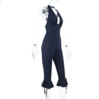 Elegant High-Neck Jumpsuit with Ruffle Details