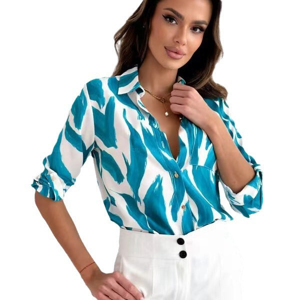Women's Blouse with Floral Accents and Casual Cut