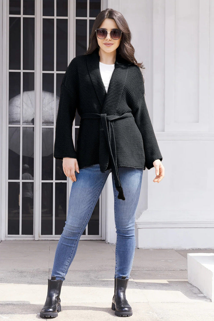 Elegant Knit Cardigan with Belt