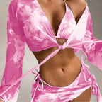 Women's Long-Sleeve Wrap-Look Swim Set
