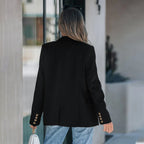 Women's Elegant Blazer Jacket with Double Button Placket and Casual Cut