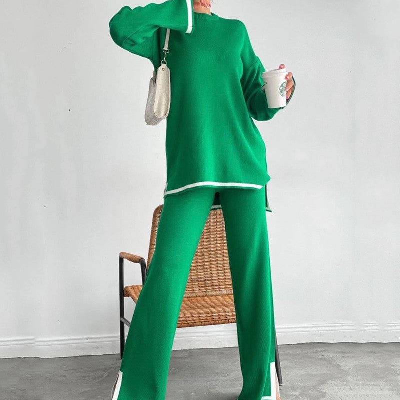 Women's Relaxed Loungewear Set with Contrast Hem Details