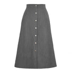 Women's Long Corduroy Skirt with Button Placket