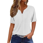 Women's Comfortable Short-Sleeve Shirt with Button Details