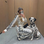 Women's Polka Dot Cotton-Blend Tracksuit Set