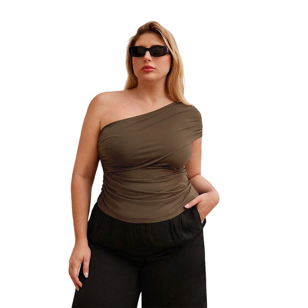 Women's Asymmetrical Wrap Top with Ruffles