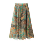 Women's Paisley Print Maxi Skirt with Elastic Waistband