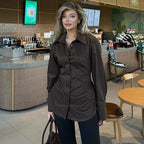 Elegant Women's Long-Sleeve Blouse with Structured Fit