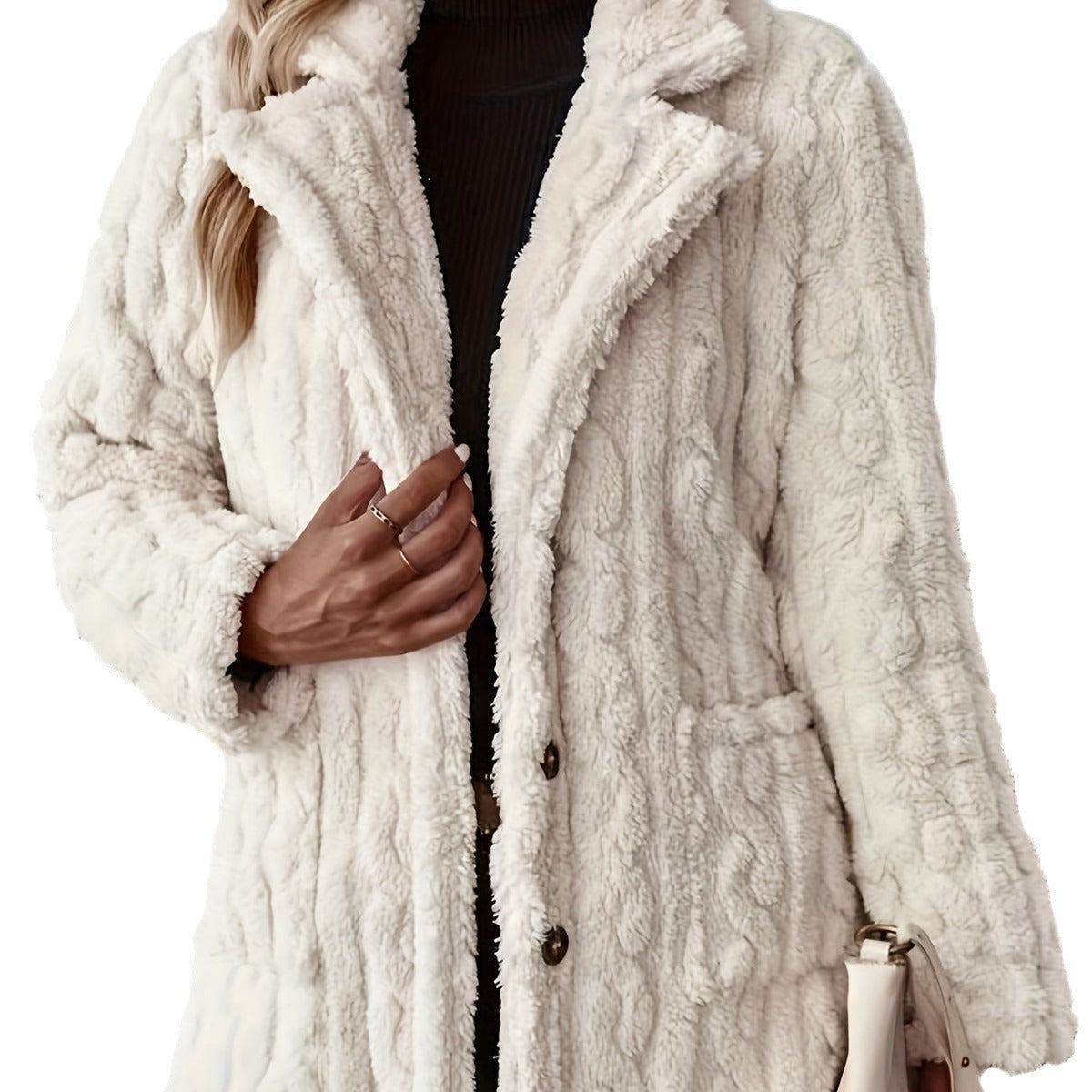Women's Fluffy and Elegant Teddy Coat with Intricate Texture