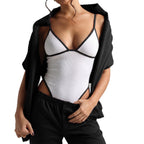 Deep V-Neck Sporty Bodysuit