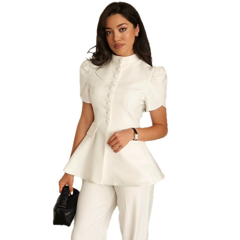 Elegant Blazer Jacket with Voluminous Sleeves