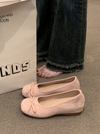 Women's Ballet Flats with Decorative Bow Detail and Fleece Outsole