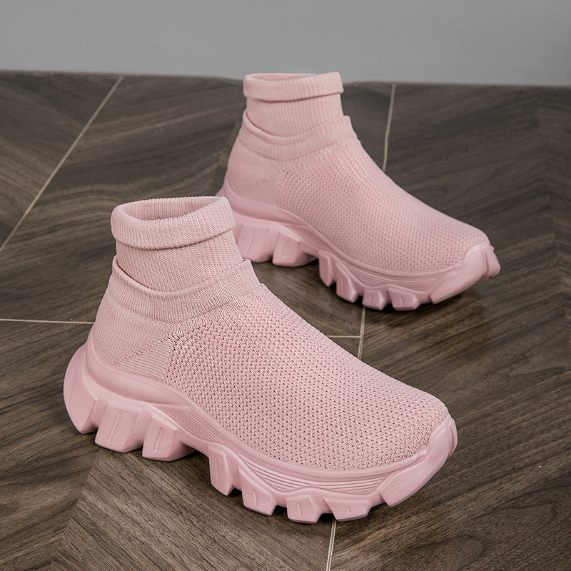 Women's Breathable Slip-On Sneakers with Knit Upper and Flexible Sole