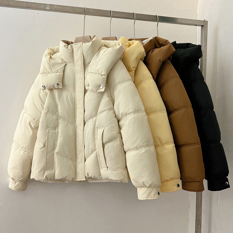 Women's Fashionable Puffer Jacket with High Collar and Practical Pockets