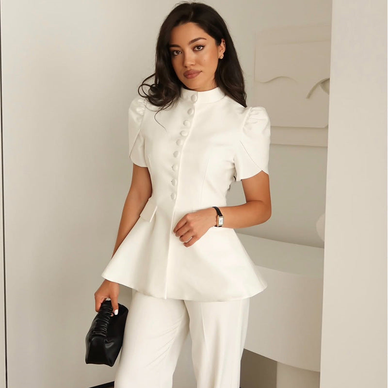 Elegant Blazer Jacket with Voluminous Sleeves