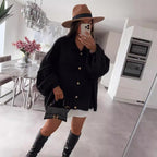 Women's Chunky Knit Sweater with Voluminous Sleeves and Comfortable Fit