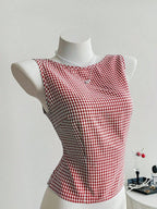 Women's Sleeveless Plaid Blouse