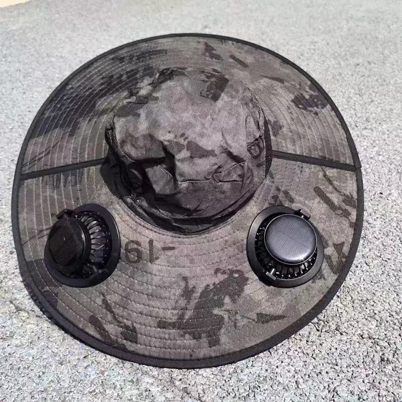 Ventilated outdoor fishing hat with two rechargeable fans