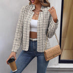 Women's Tweed Blazer with Textured Pattern