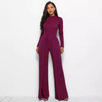 Women's Elegant and Flowing Long-Sleeve Jumpsuit