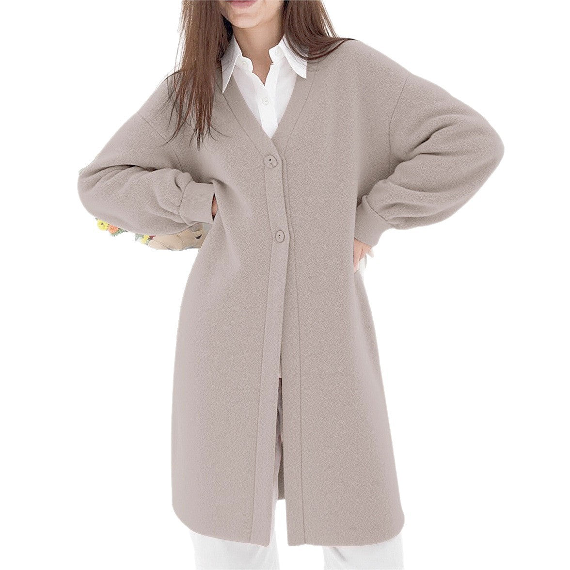 Women's Elegant Button-Front V-Neck Cardigan