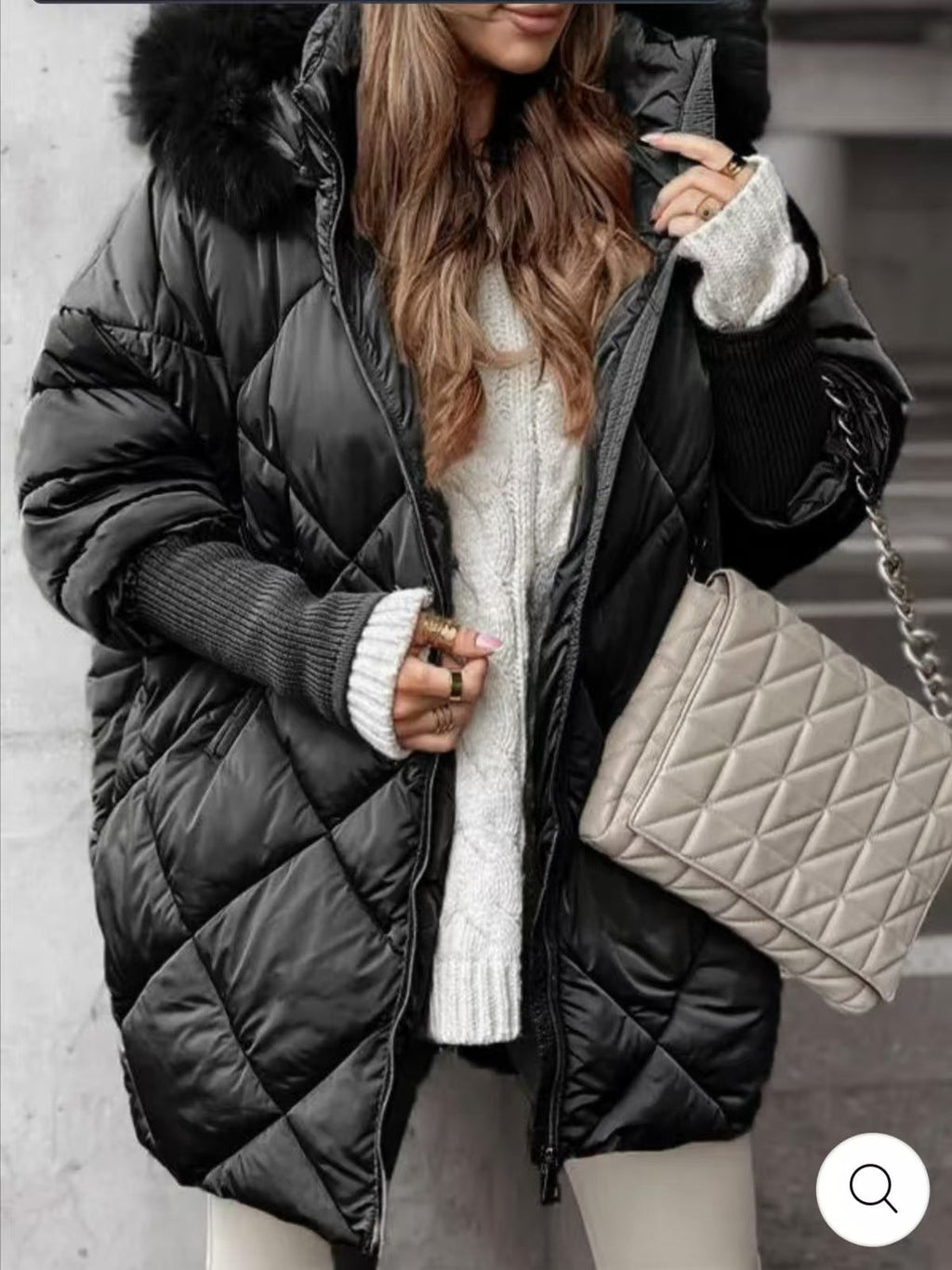 Women's Quilted Winter Parka with Detachable Hood