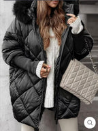Women's Quilted Winter Parka with Detachable Hood