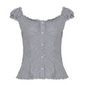 Women's Striped Blouse with Ruffle Details