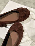 Women's Ballet Flats with Elegant Bow Detail and Soft Suede
