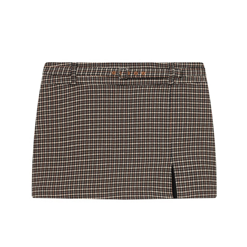 Women's Plaid Mini Skirt with Side Slit