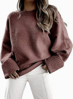 Women's Fluffy Oversized Pullover with Wide Cuffs