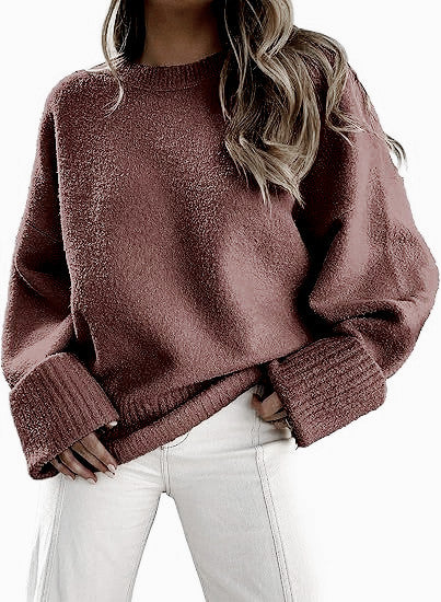Women's Fluffy Oversized Pullover with Wide Cuffs