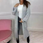 Women's Chunky Knit Cardigan with Open Sleeves