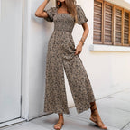 Women's Airy Summer Overall with Puff Sleeves and Elastic Waistband