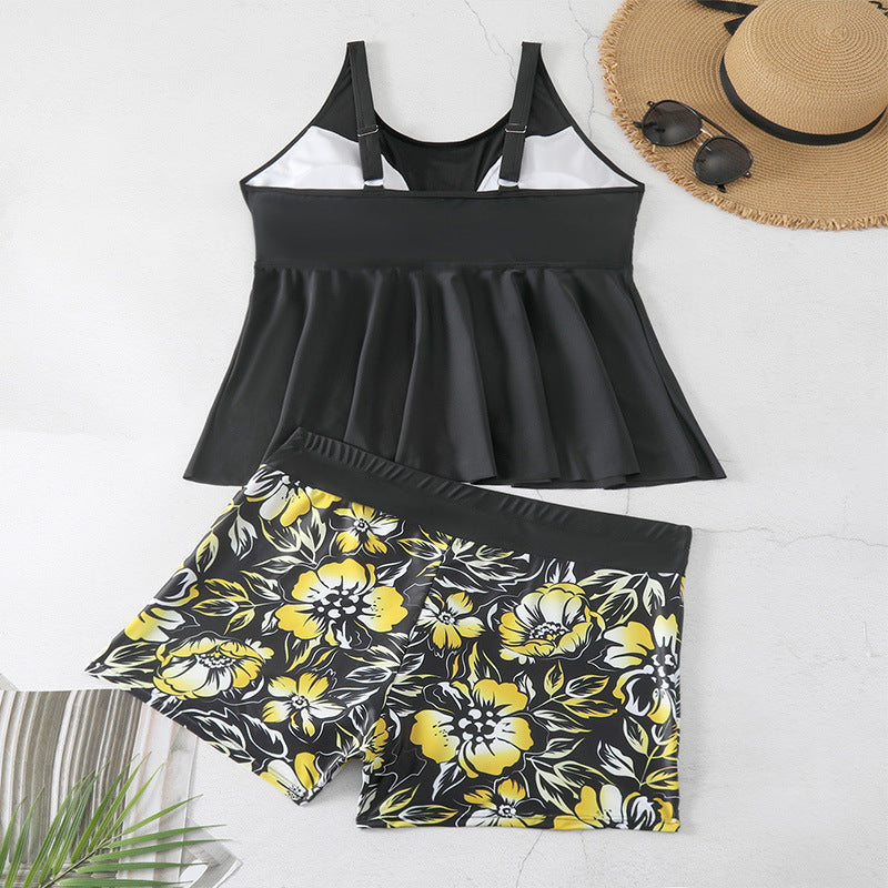 Women's Swimsuit with Wide-Cut Top and Floral Bottom