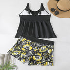 Women's Swimsuit with Wide-Cut Top and Floral Bottom