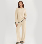 Women's Lounge Set with Wide Cut and Contrast Cuffs