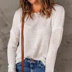 Women's Chunky Knit Sweater with Wide Fit and Decorative V-Neck