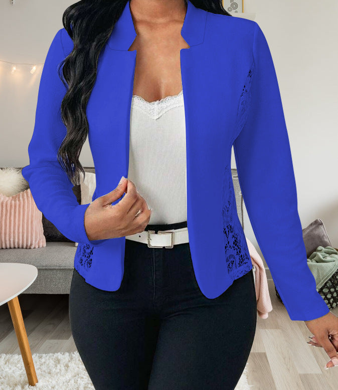 Elegant Blazer Jacket with Crochet Trim