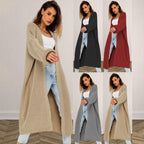 Women's Open-Front Chunky Knit Coat with Deep Pockets