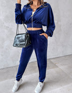 Women's Casual Sport Suit with Elastic Waistband and Pockets