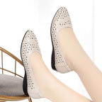 Women's Ballet Flats with Delicate Perforated Pattern and Comfortable Footbed