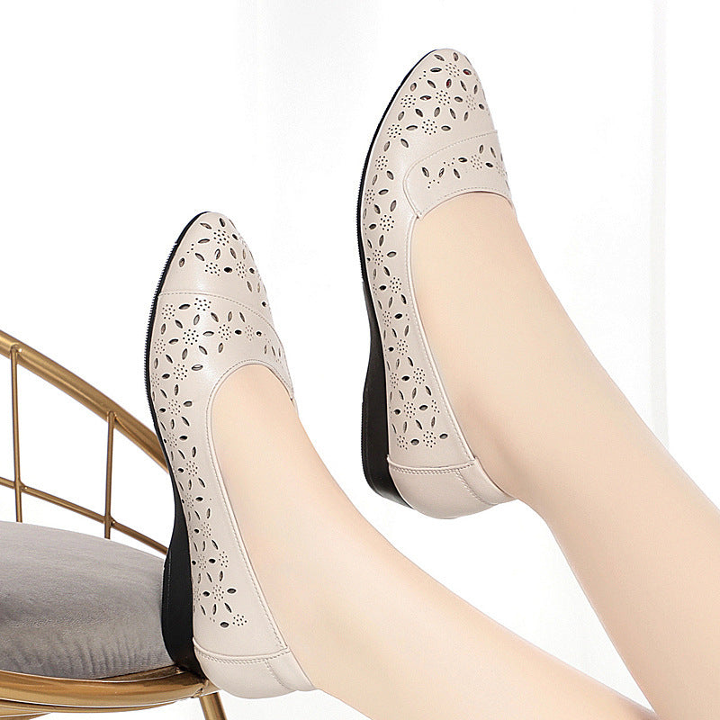 Women's Ballet Flats with Delicate Perforated Pattern and Comfortable Footbed
