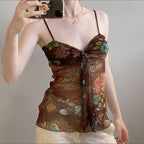 Women's Floral Spaghetti Strap Top with Flowing Design